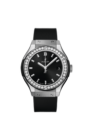 Hublot Classic Fusion Titanium Diamonds 581.NX.1470.RX.1104 - cassa titanio - cinturino caucciù nero - quadrante nero con datario